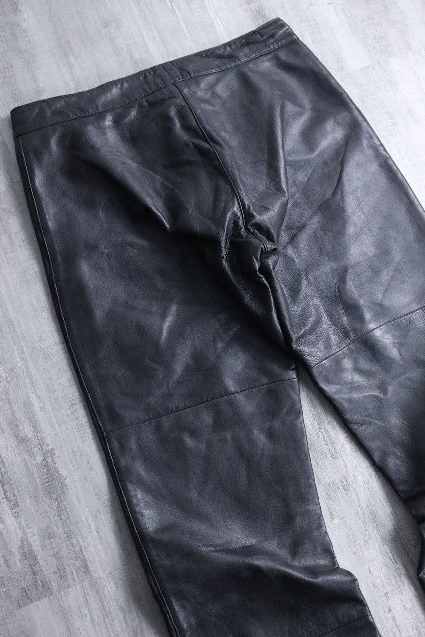 semi flare leather pants black