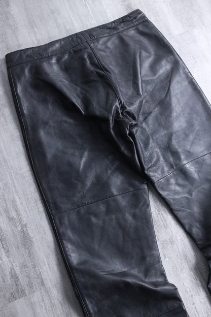 semi flare leather pants black