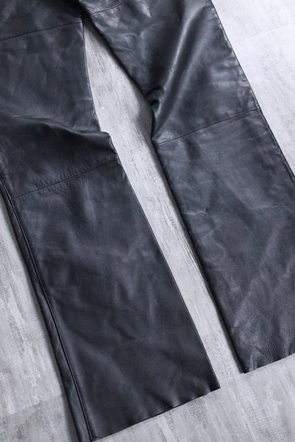 semi flare leather pants black