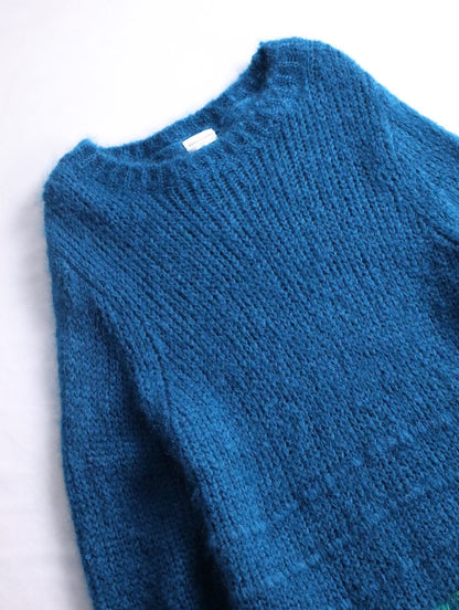 Dries Van Noten mokair knit emerald blue