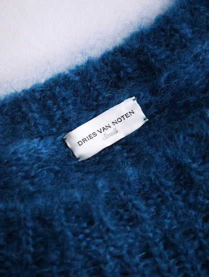 Dries Van Noten mokair knit emerald blue