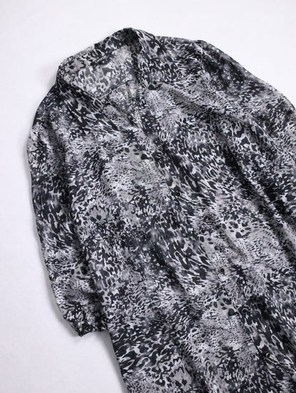 GEORGE all-over pattern s/s sheer shirt black-gray-white