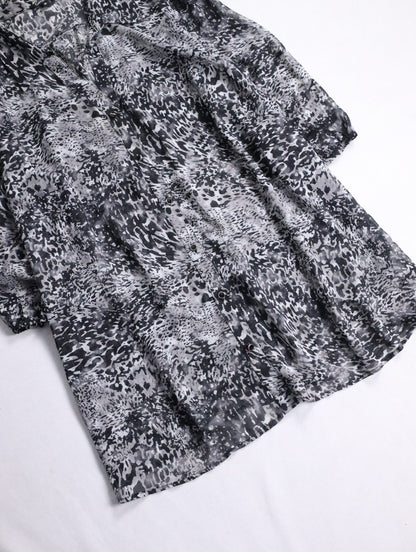 GEORGE all-over pattern s/s sheer shirt black-gray-white