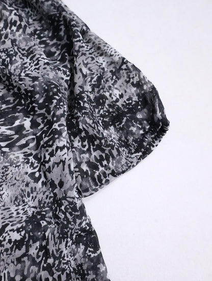 GEORGE all-over pattern s/s sheer shirt black-gray-white
