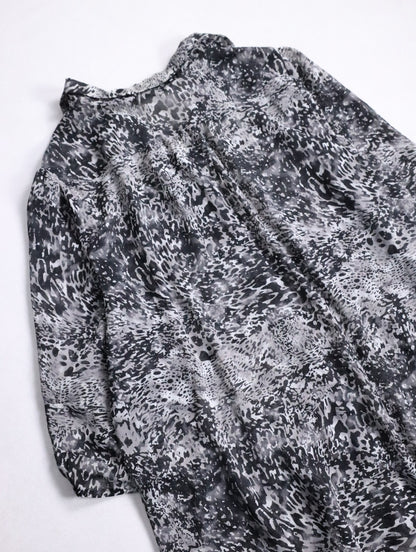 GEORGE all-over pattern s/s sheer shirt black-gray-white