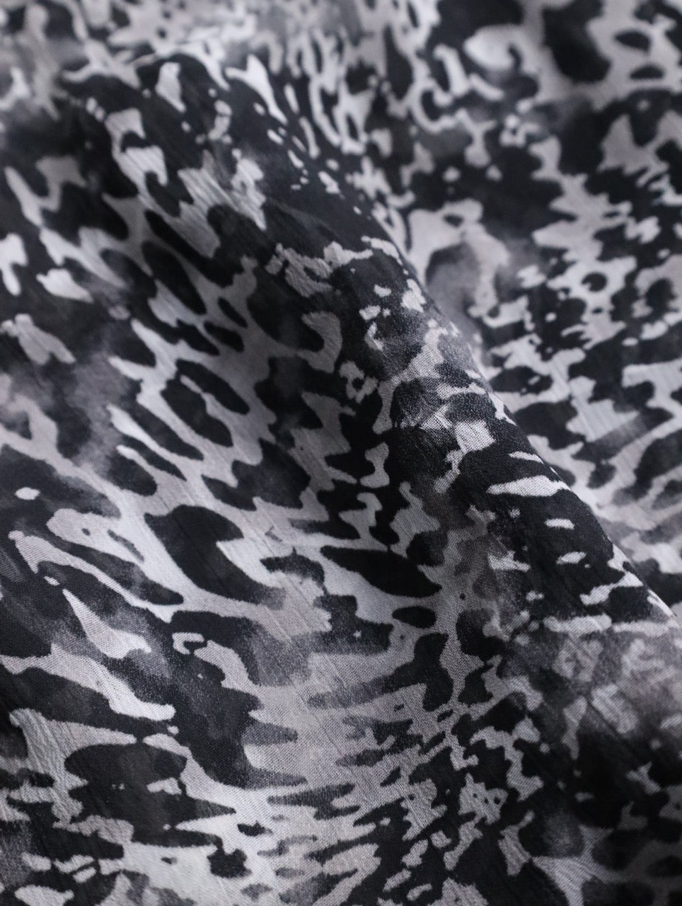 GEORGE all-over pattern s/s sheer shirt black-gray-white
