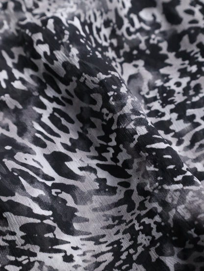 GEORGE all-over pattern s/s sheer shirt black-gray-white