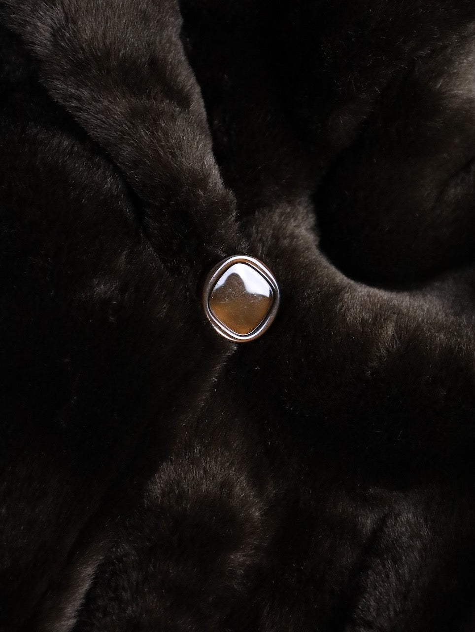 fake fur hooded long coat brown