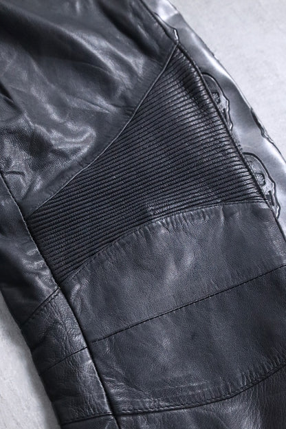 scull × leather switch pants black-silver