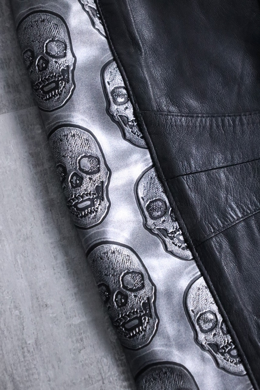 scull × leather switch pants black-silver