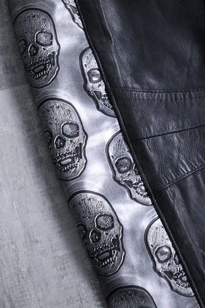scull × leather switch pants black-silver