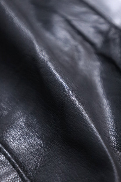 scull × leather switch pants black-silver