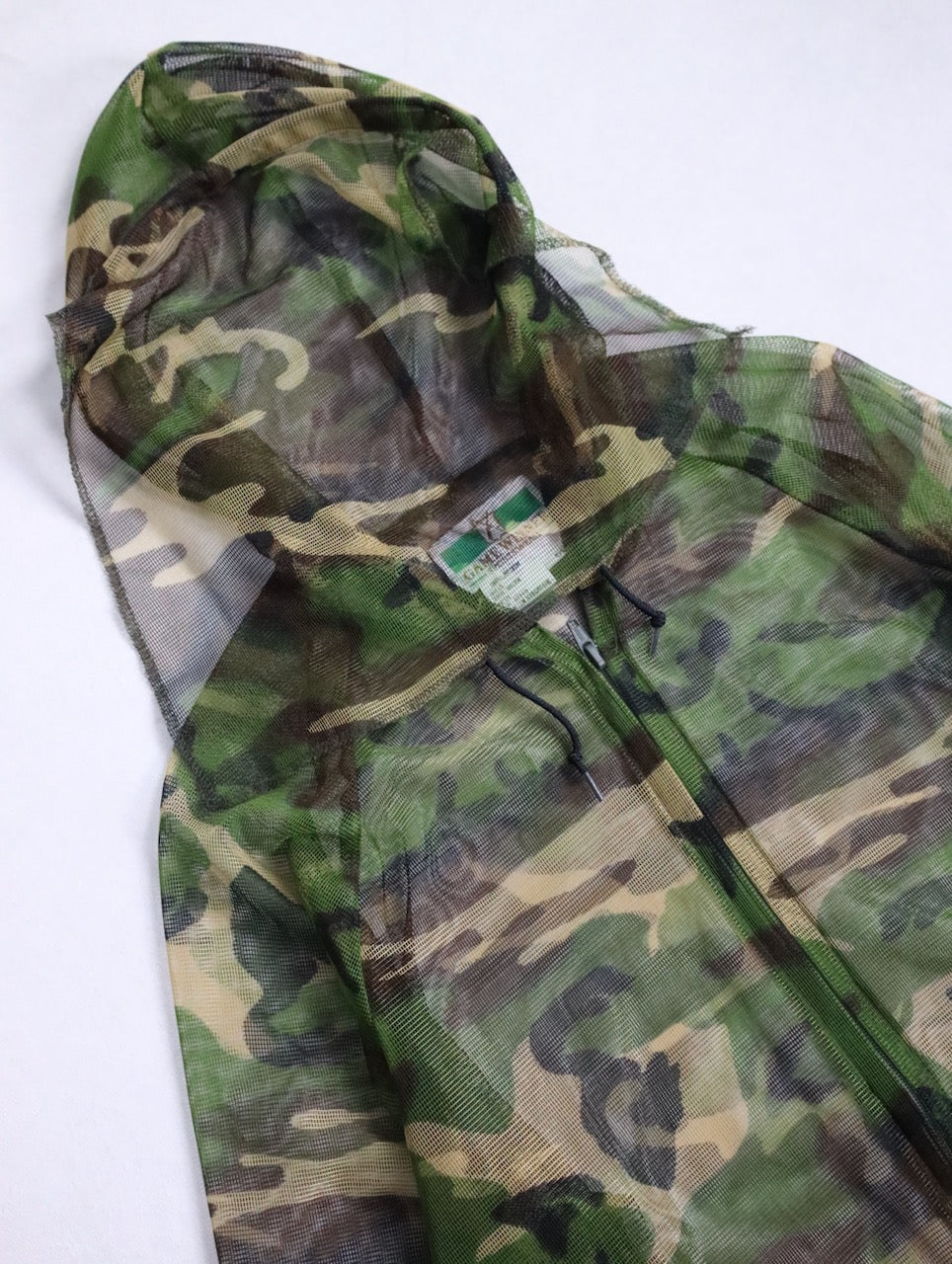 woodland camo nylon mesh zip-up parker L/S green