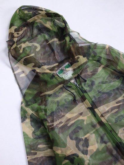 woodland camo nylon mesh zip-up parker L/S green
