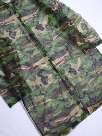 woodland camo nylon mesh zip-up parker L/S green
