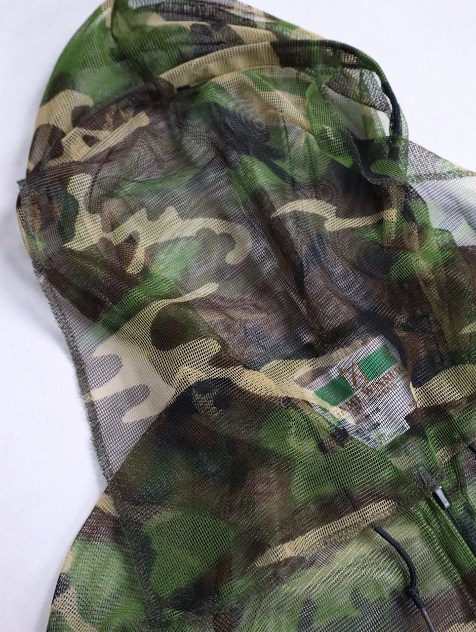 woodland camo nylon mesh zip-up parker L/S green