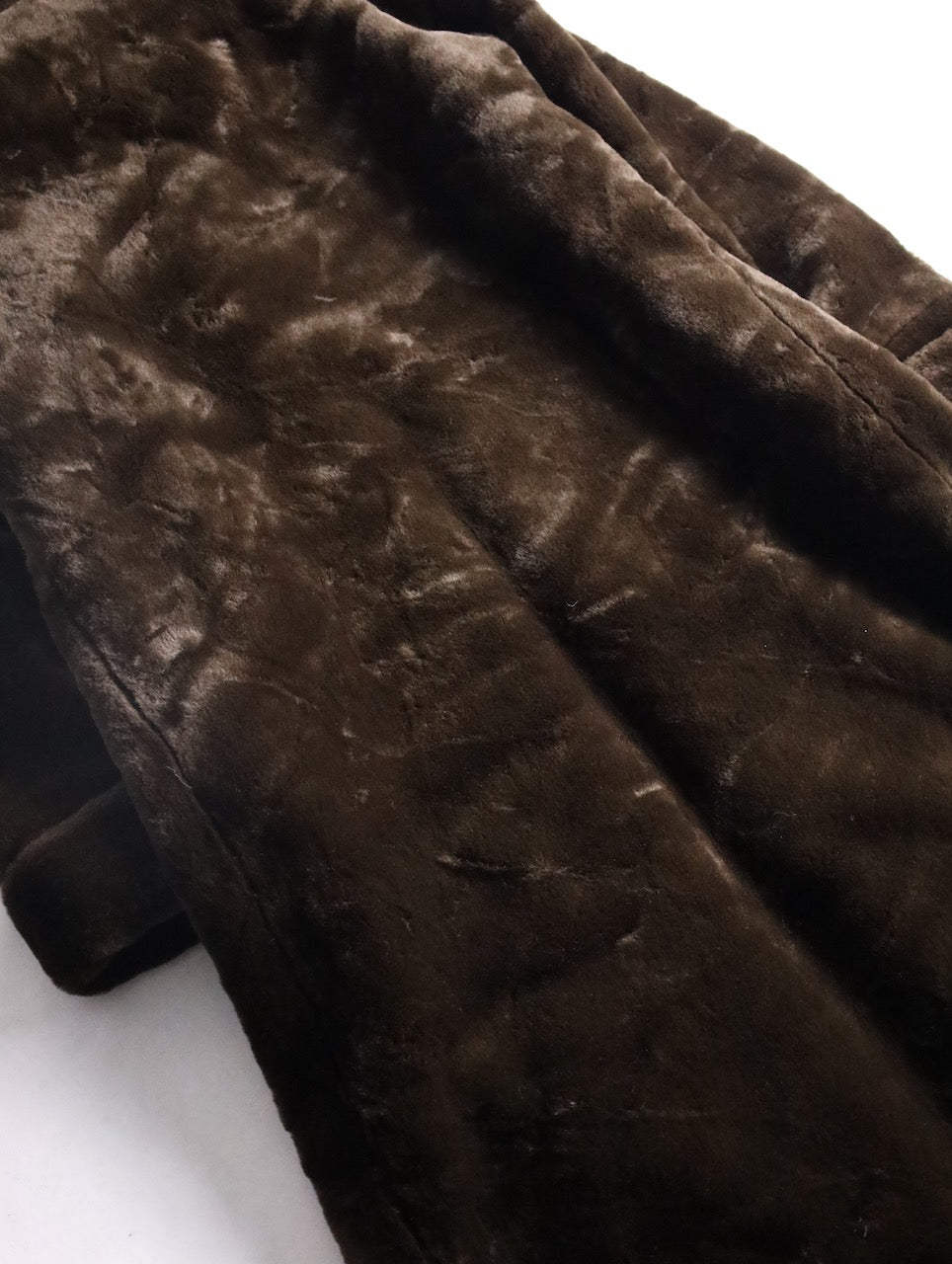 fake fur hooded long coat brown