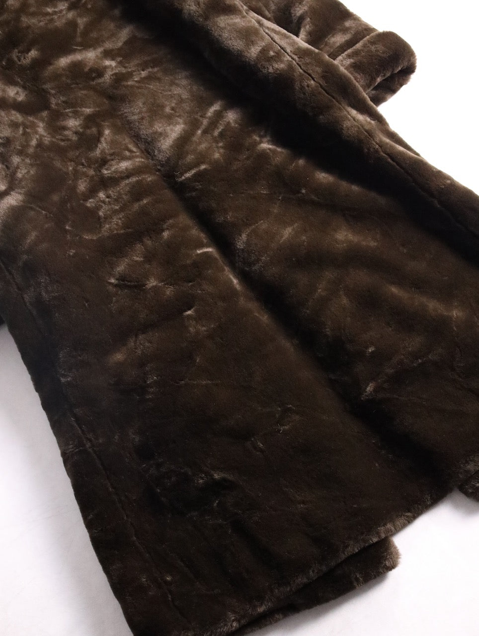 fake fur hooded long coat brown