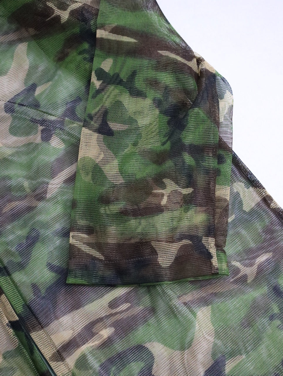 woodland camo nylon mesh zip-up parker L/S green