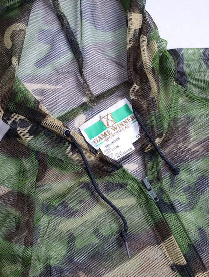 woodland camo nylon mesh zip-up parker L/S green