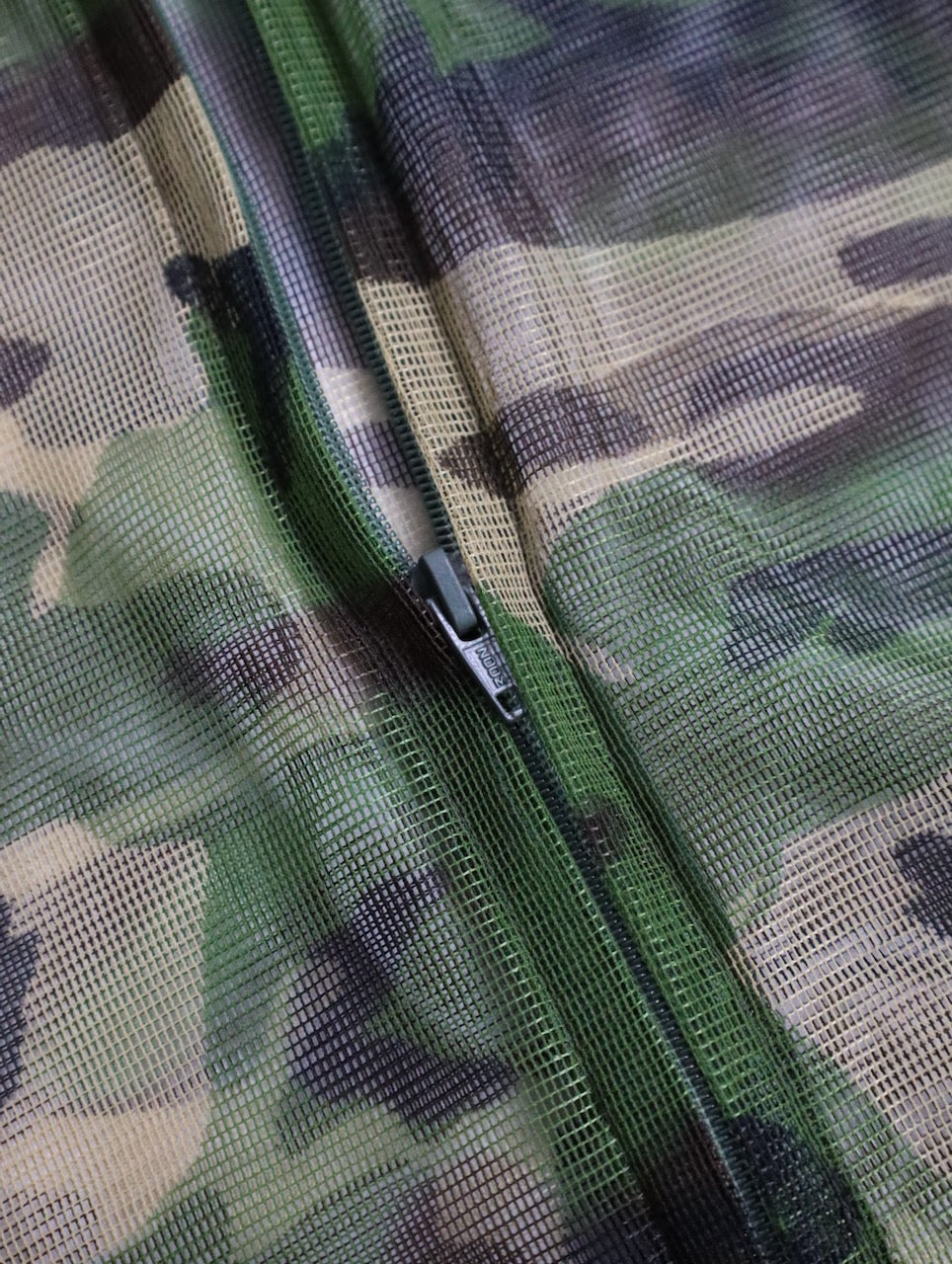 woodland camo nylon mesh zip-up parker L/S green