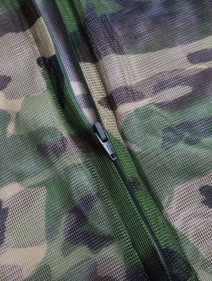 woodland camo nylon mesh zip-up parker L/S green