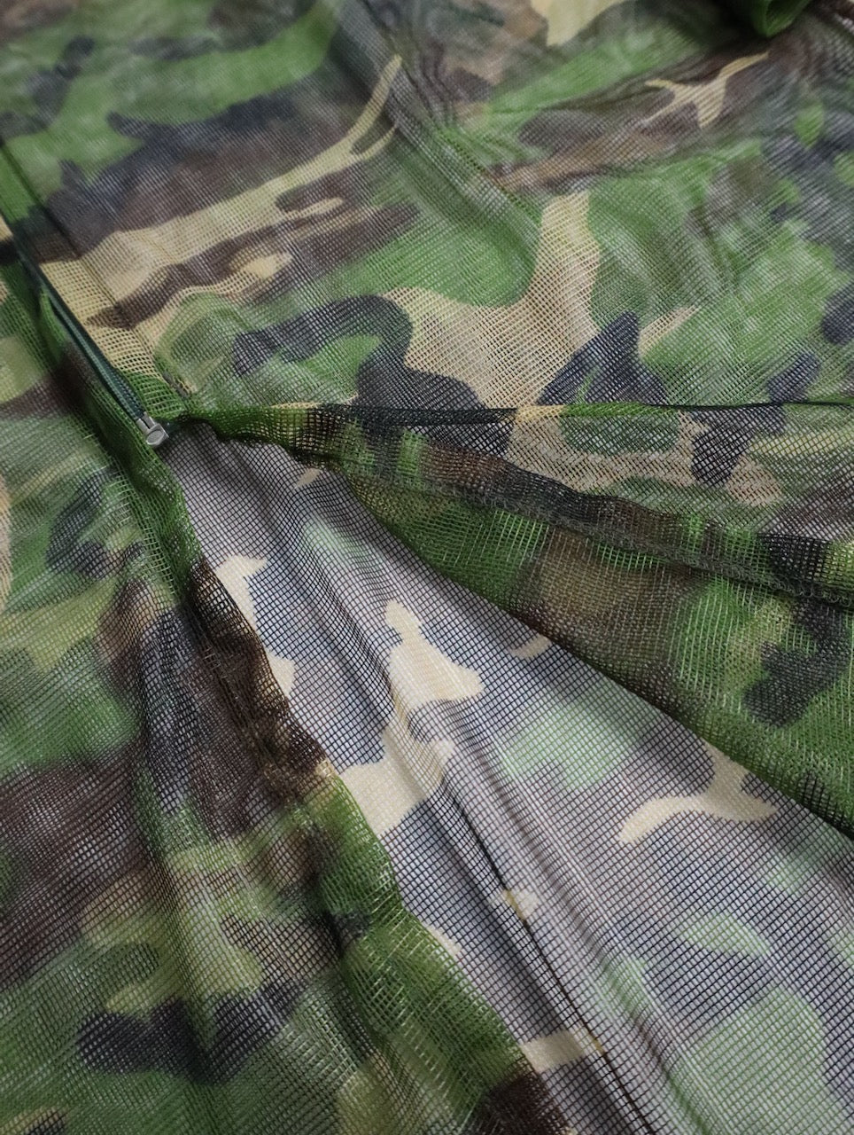 woodland camo nylon mesh zip-up parker L/S green