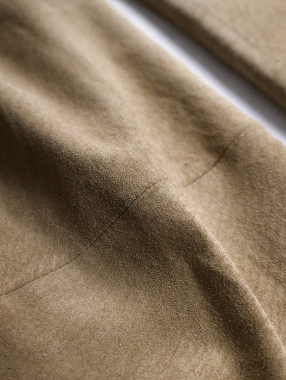 real suede semi flare pants beige