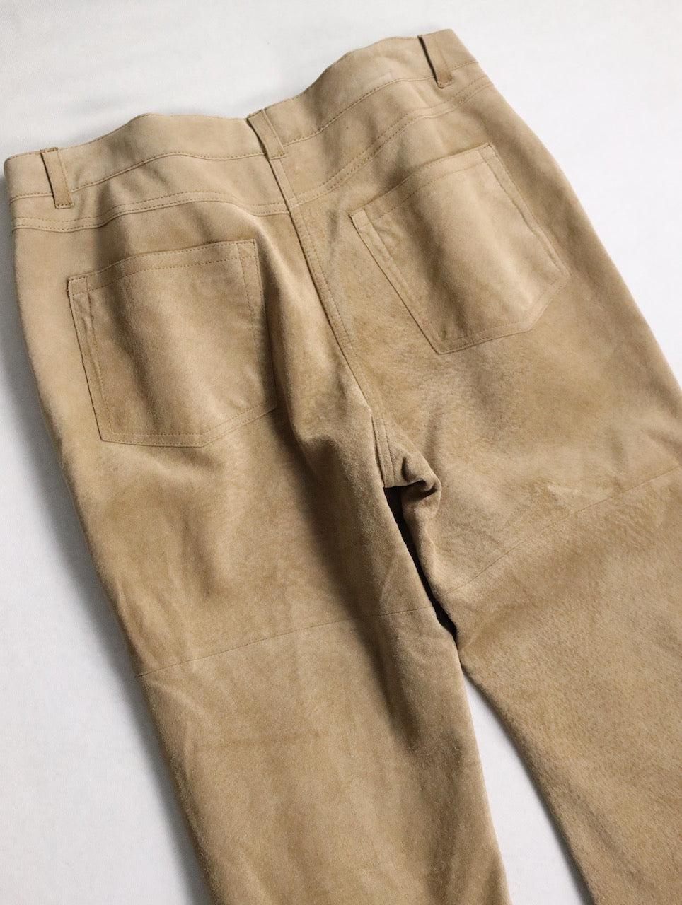 real suede semi flare pants beige