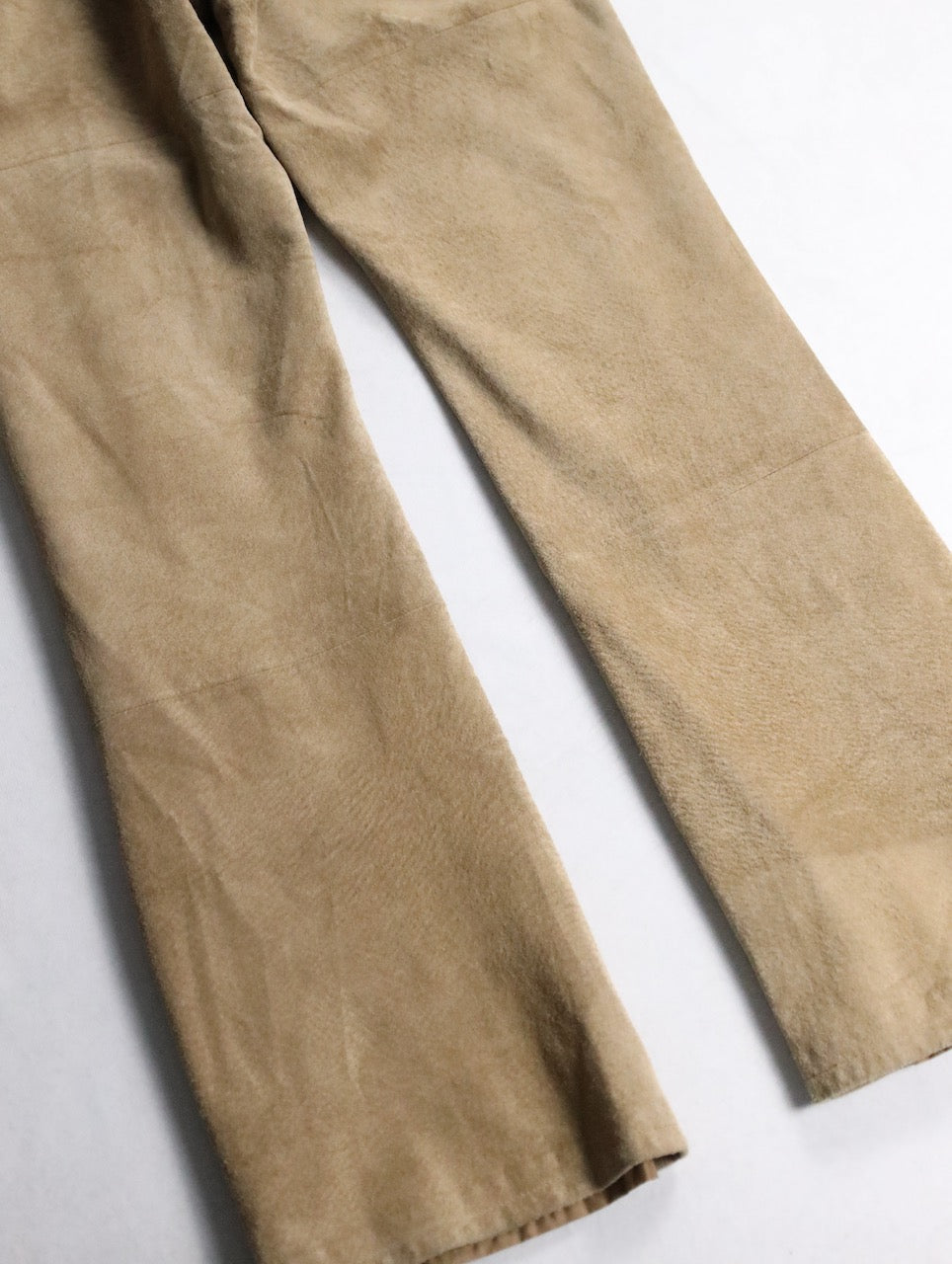 real suede semi flare pants beige