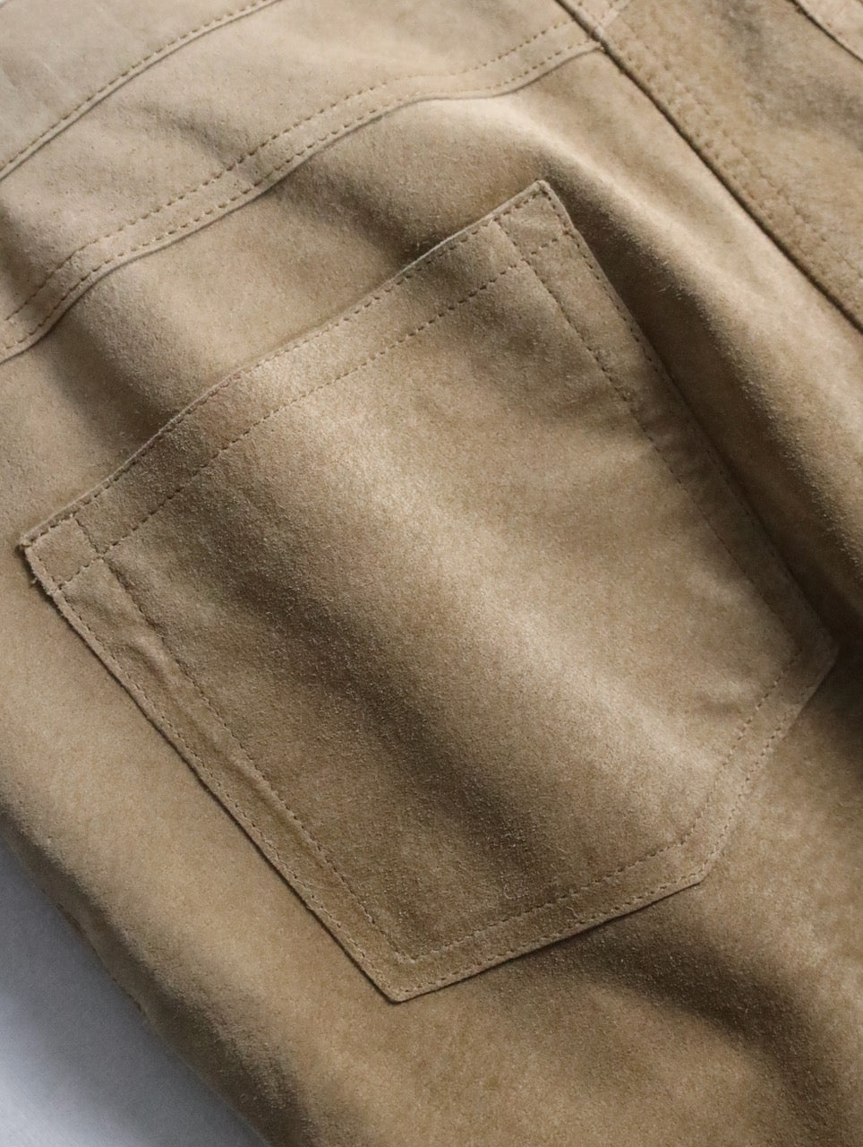real suede semi flare pants beige