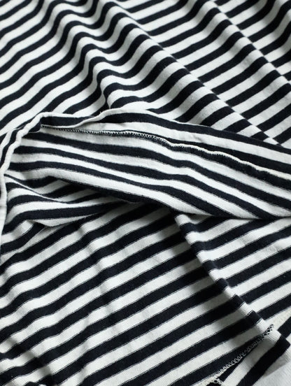 KING SIZE striped one pocket  tee white-black