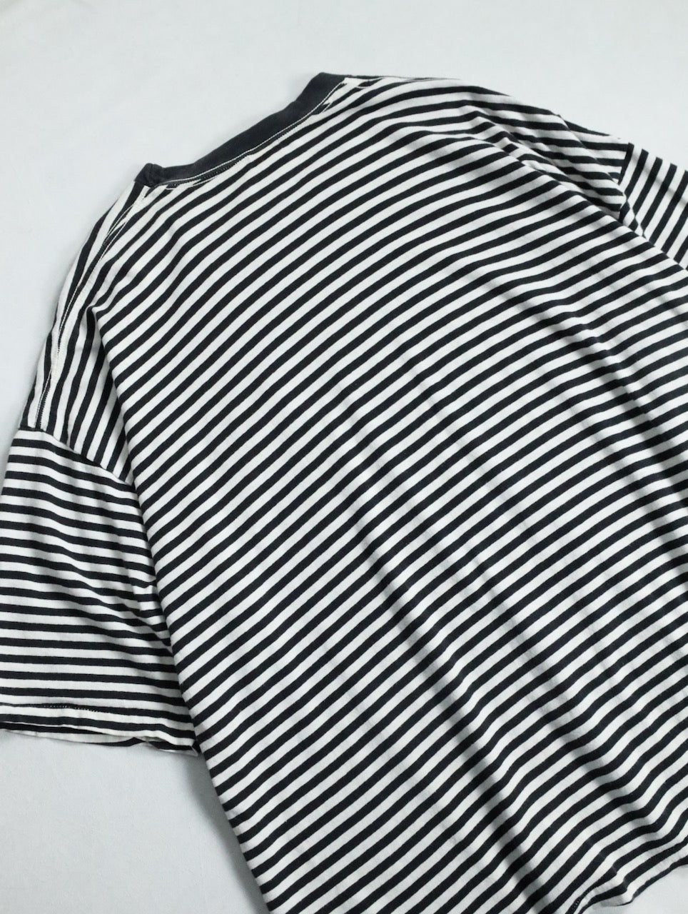 KING SIZE striped one pocket  tee white-black