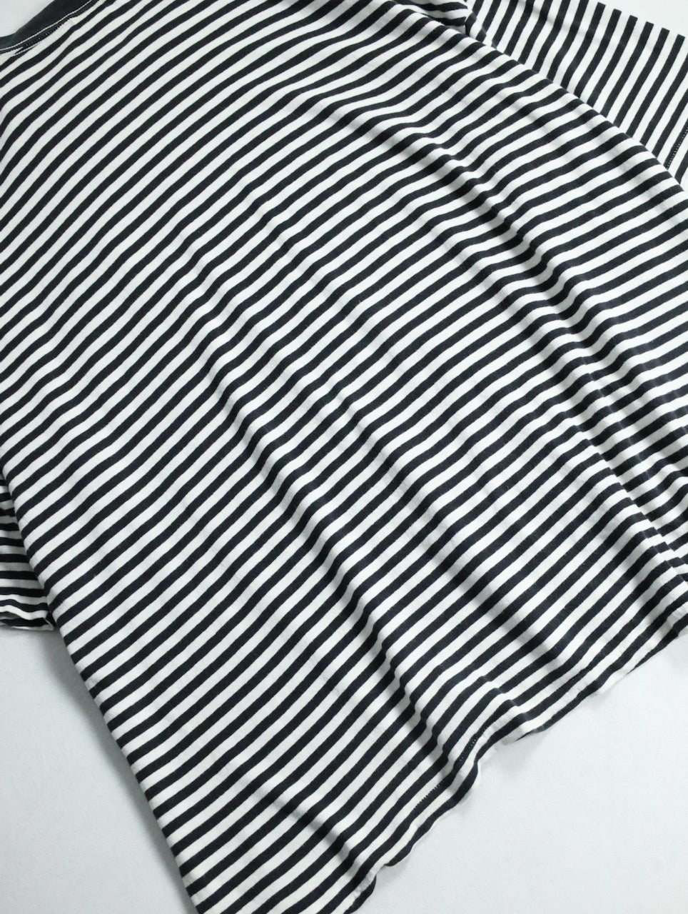 KING SIZE striped one pocket  tee white-black