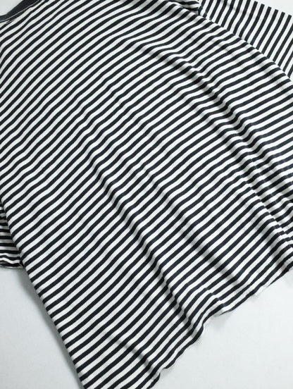 KING SIZE striped one pocket  tee white-black
