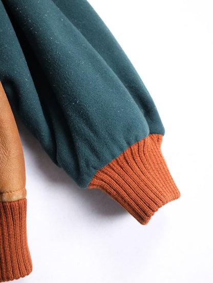 wool swiching real muton jacket brown-green