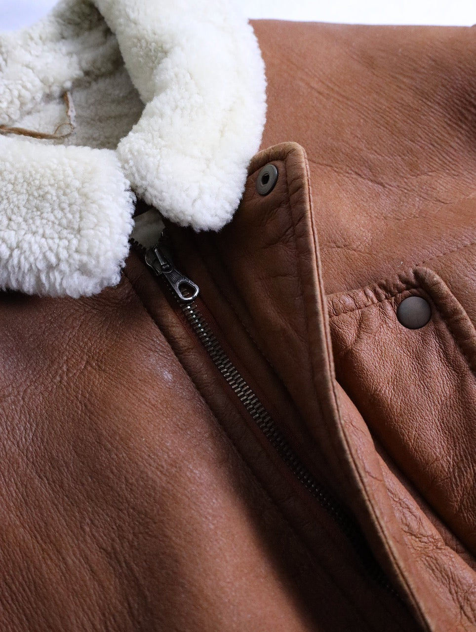 wool swiching real muton jacket brown-green