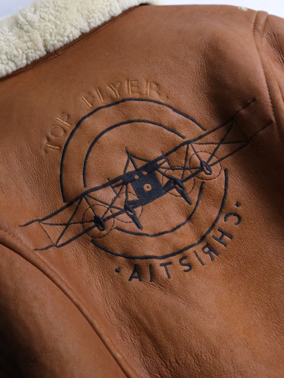 wool swiching real muton jacket brown-green