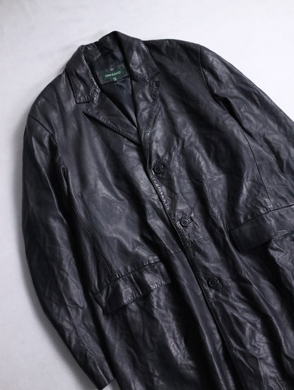 middle length lether coat black