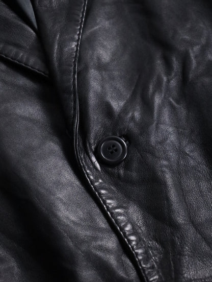 middle length lether coat black