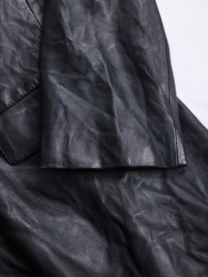 middle length lether coat black