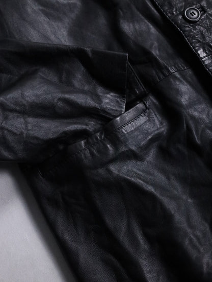 middle length lether coat black