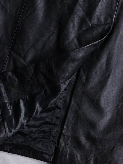 middle length lether coat black
