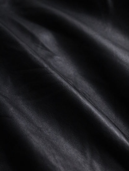 middle length lether coat black