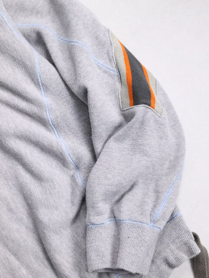 FASETASM arm line half button hoodie gray