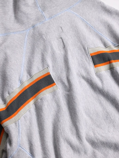FASETASM arm line half button hoodie gray