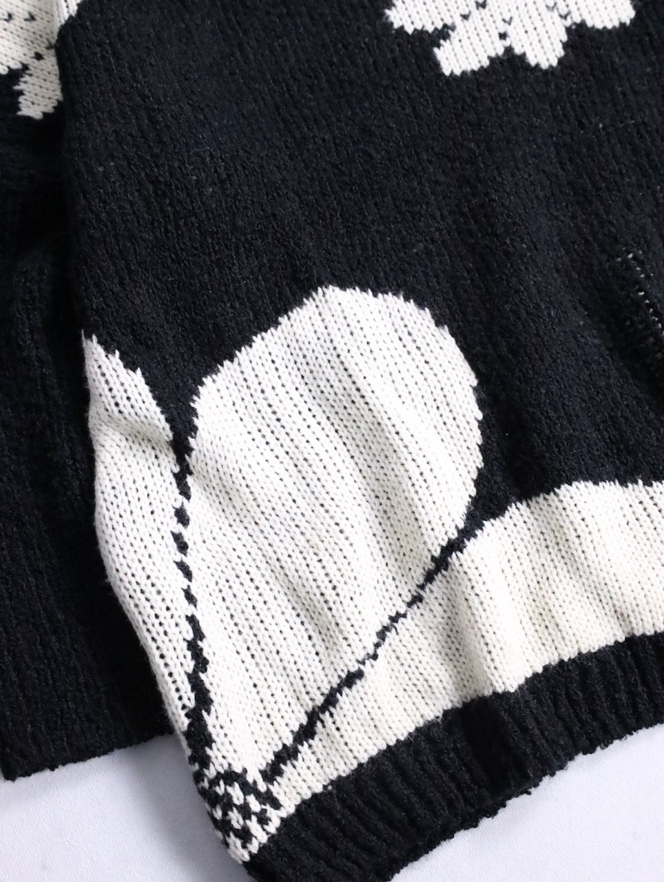 90s DRIES VAN NOTEN flower knit sweater black-white