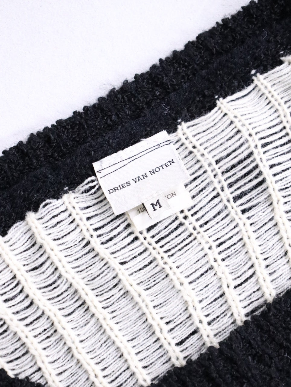 90s DRIES VAN NOTEN flower knit sweater black-white