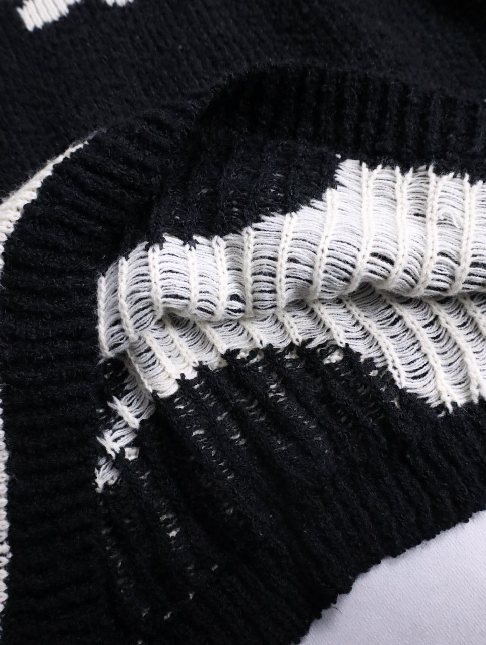 90s DRIES VAN NOTEN flower knit sweater black-white