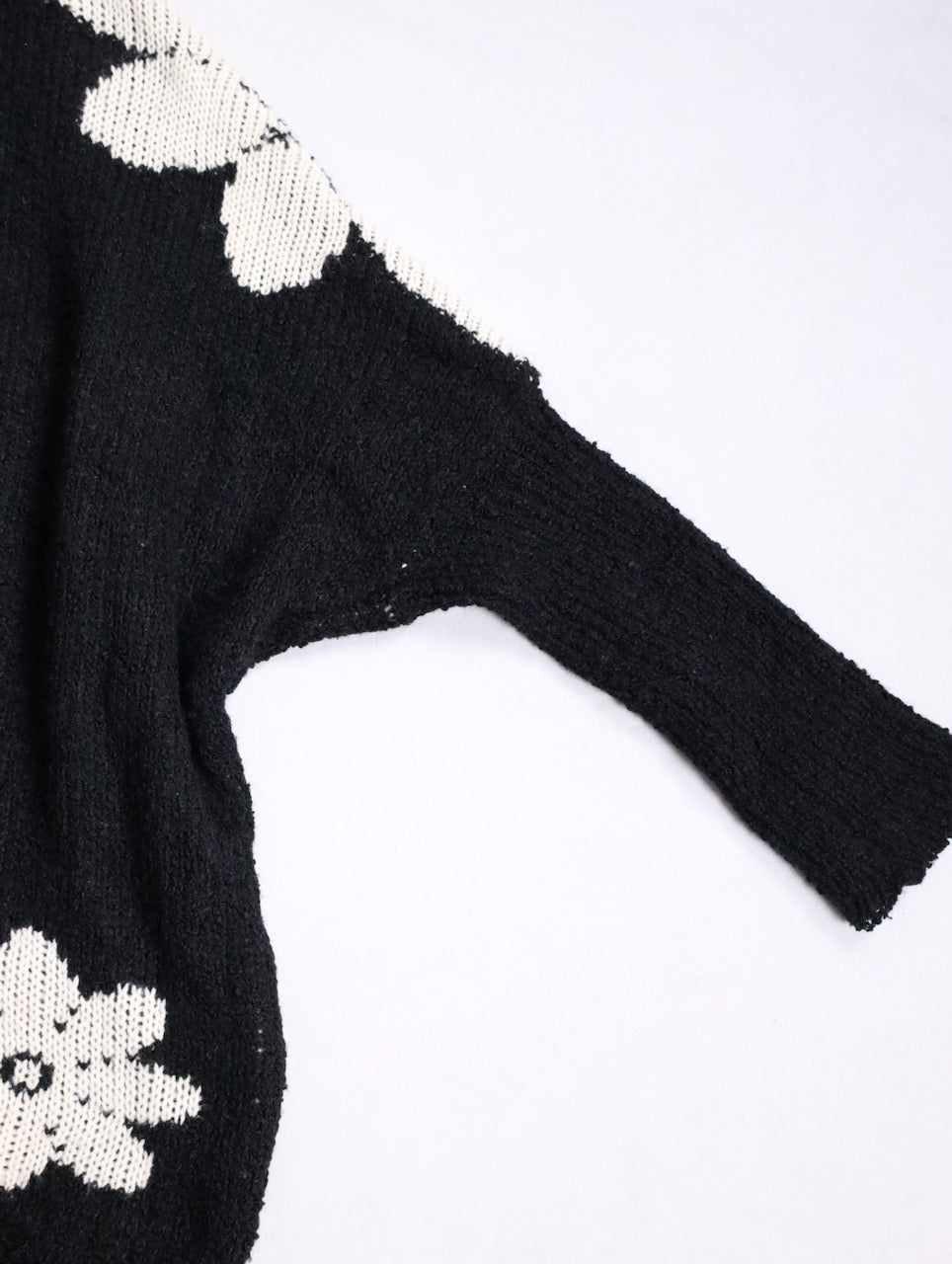 90s DRIES VAN NOTEN flower knit sweater black-white
